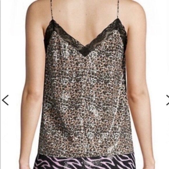 Olivia Rubin Flora Leopard Print Sequin Camisole Blouse 2 Designer Classic - Picture 2 of 9